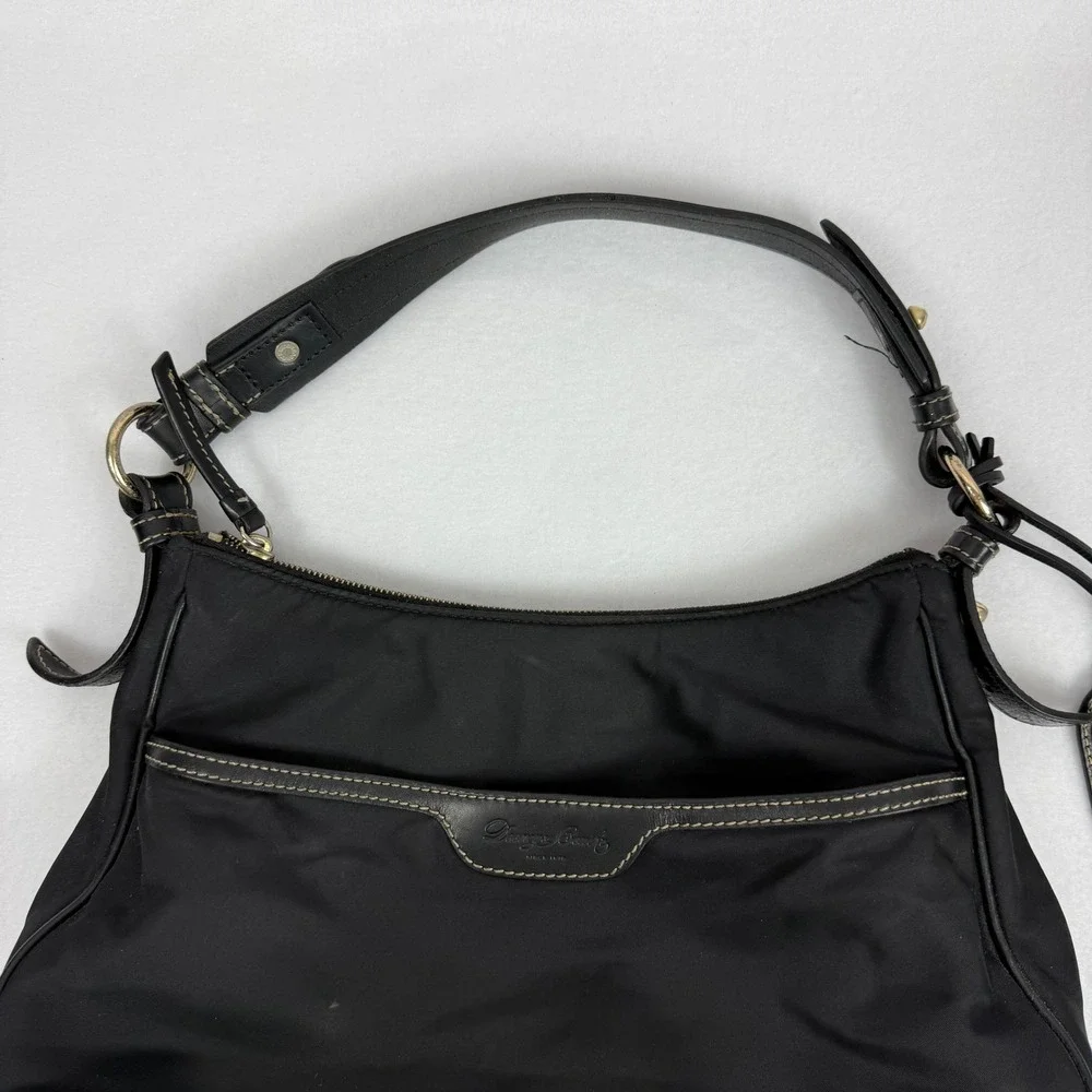 DOONEY & BOURKE Black Nylon Hobo Shoulder Bag Leather trim pink lining READ‎